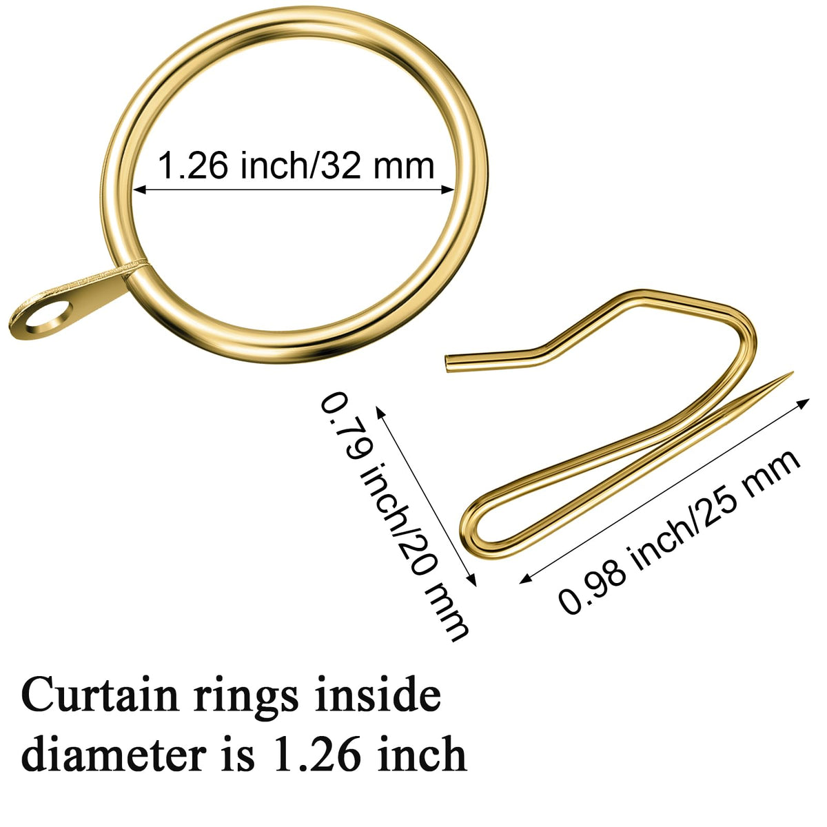 Hotop 60-piece metal curtain pin hooks in gold for secure drapery attachment.
