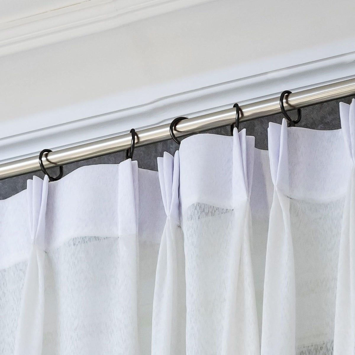 Hotop black metal drapery pins hooks closeup, durable and reliable