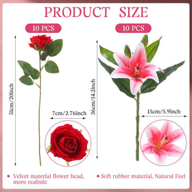 Hotop latex pink lilies bouquet with lifelike detail for elegant table settings