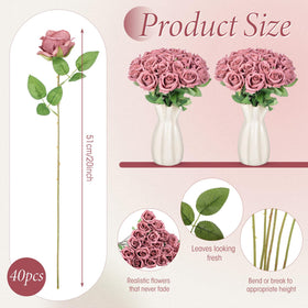 Hotop long-stem roses 20in artificial flowers for versatile arrangements.