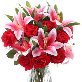 Hotop roses bouquet with velvet red petals for timeless decor and centerpiece use