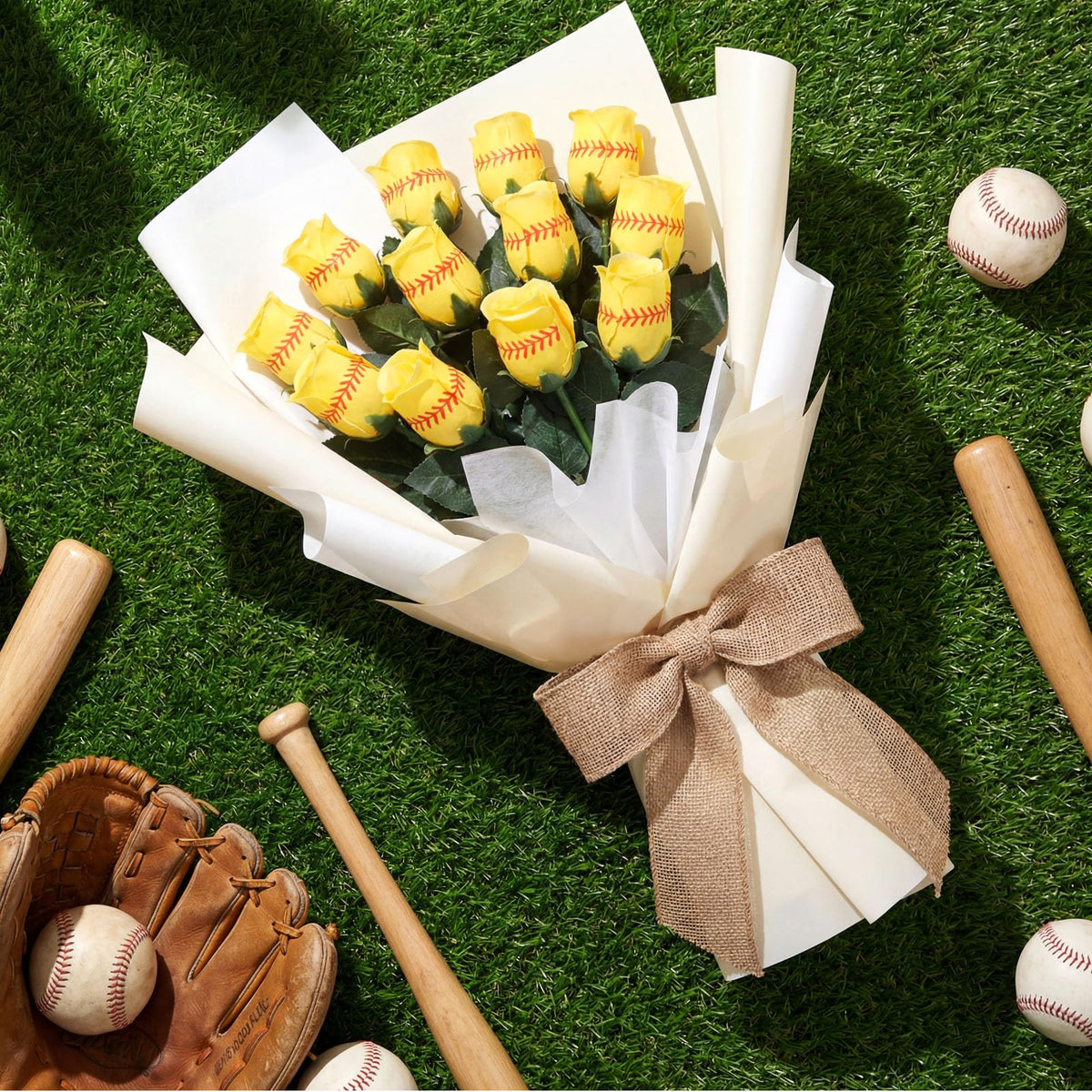Hotop softball roses centerpiece-ready decor for events and parties.