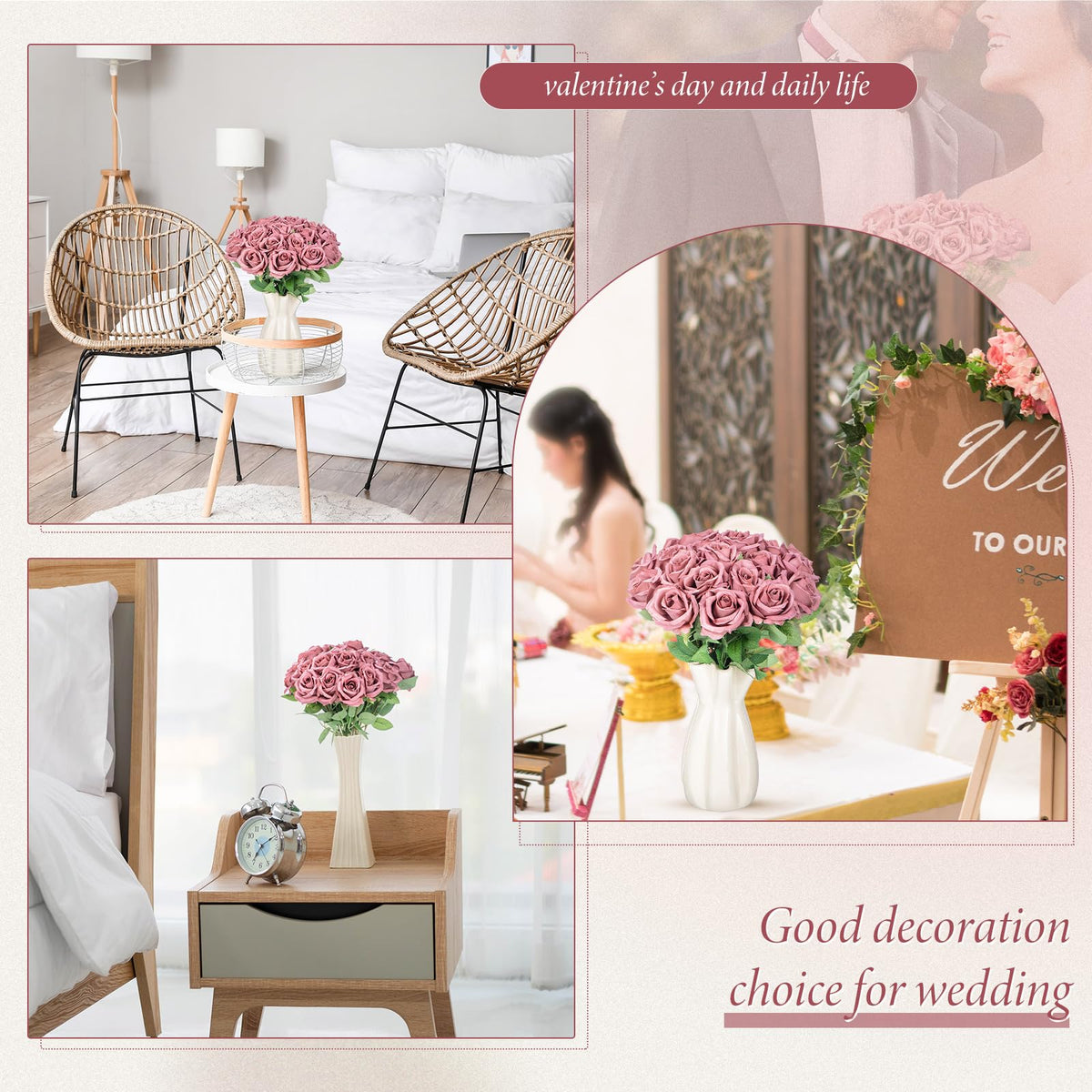 Hotop versatile rose bouquet perfect for weddings, home decor, and gifts.