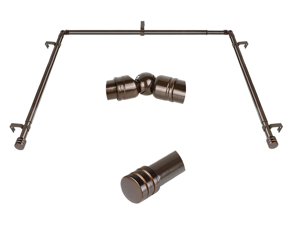 HOTOZON Bay Window Center Rod assembly enables adjustable width for curtains