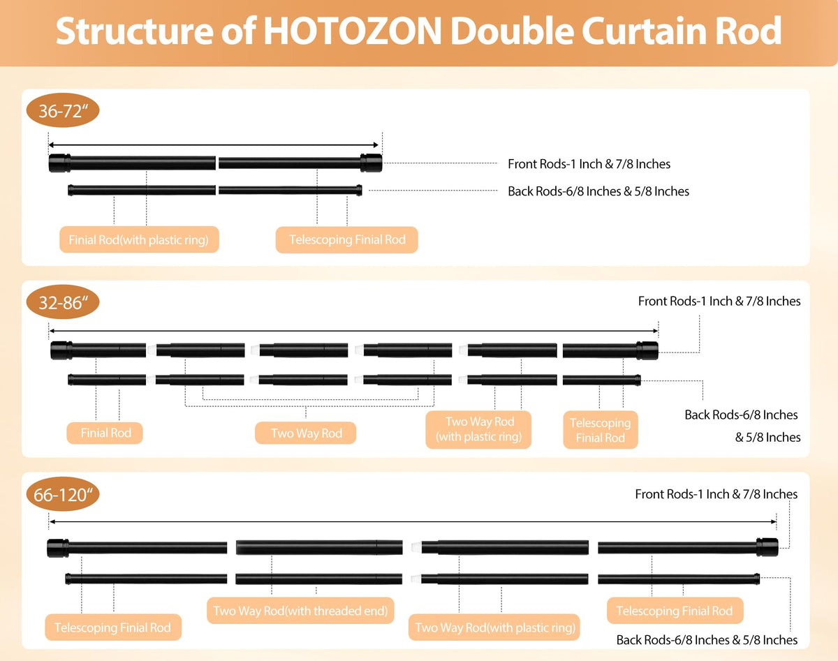 HOTOZON compatible with back tab, grommet, and rod-pocket curtains.