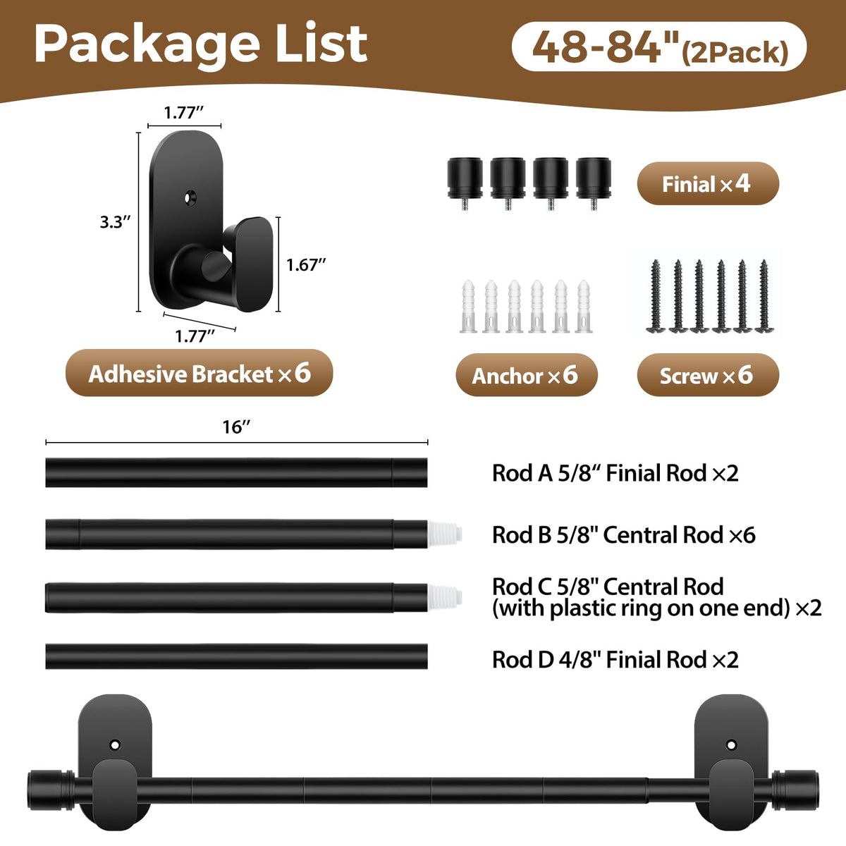 HOTOZON screw-tightened brackets increase stability up to 22 lbs