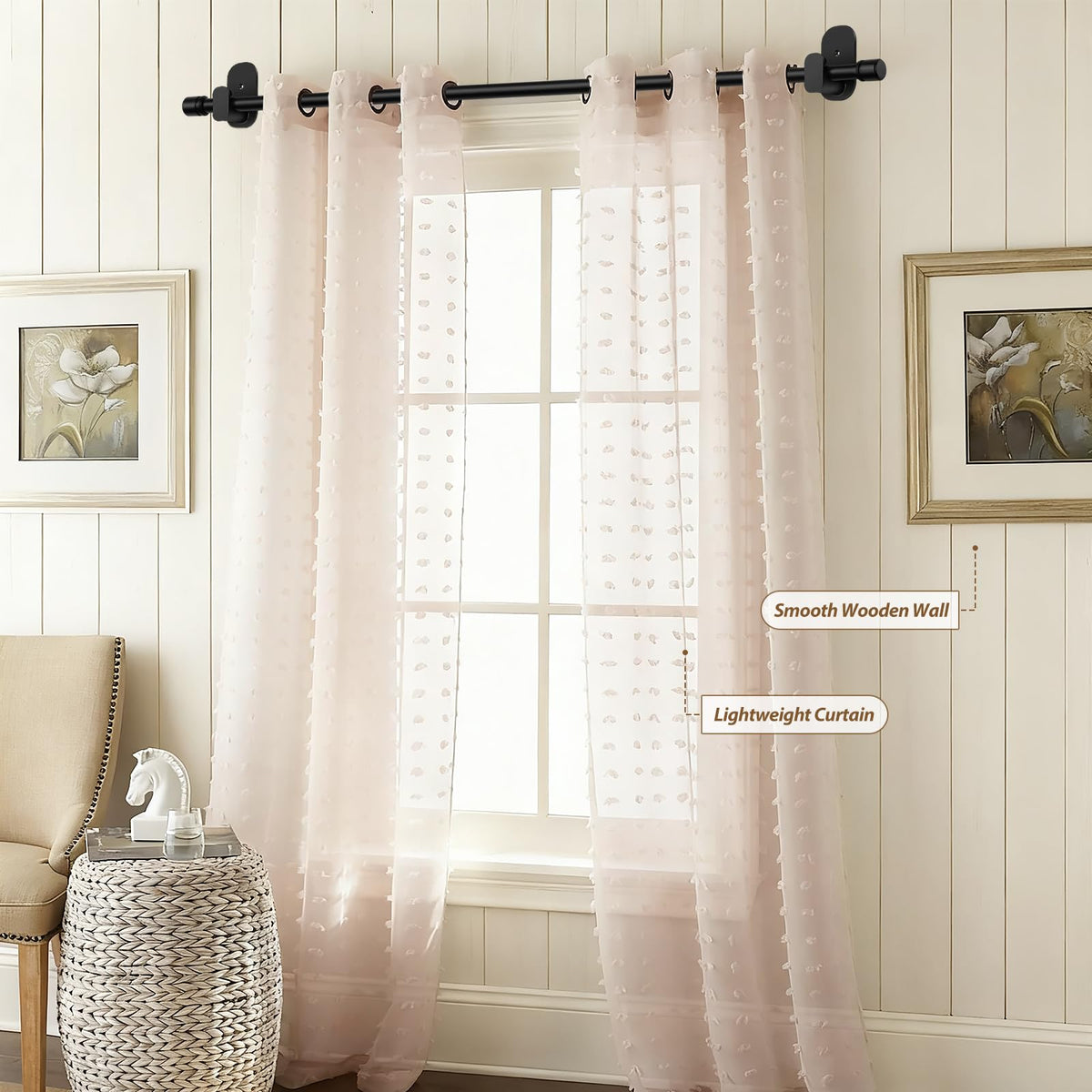 HOTOZON telescoping curtain rod extended to fit wider windows