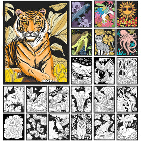Hotplacy velvet coloring posters with 48 animal patterns for relaxing coloring sessions.