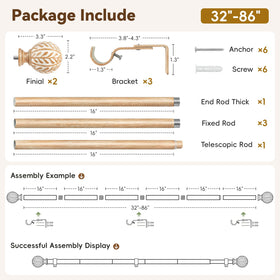 Houmiggle rustic curtain pole enhances boho and traditional decor.