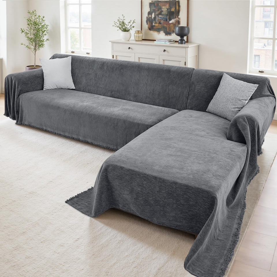 Houmiggle sectional cover in soft chenille offers premium softness and sofa protection