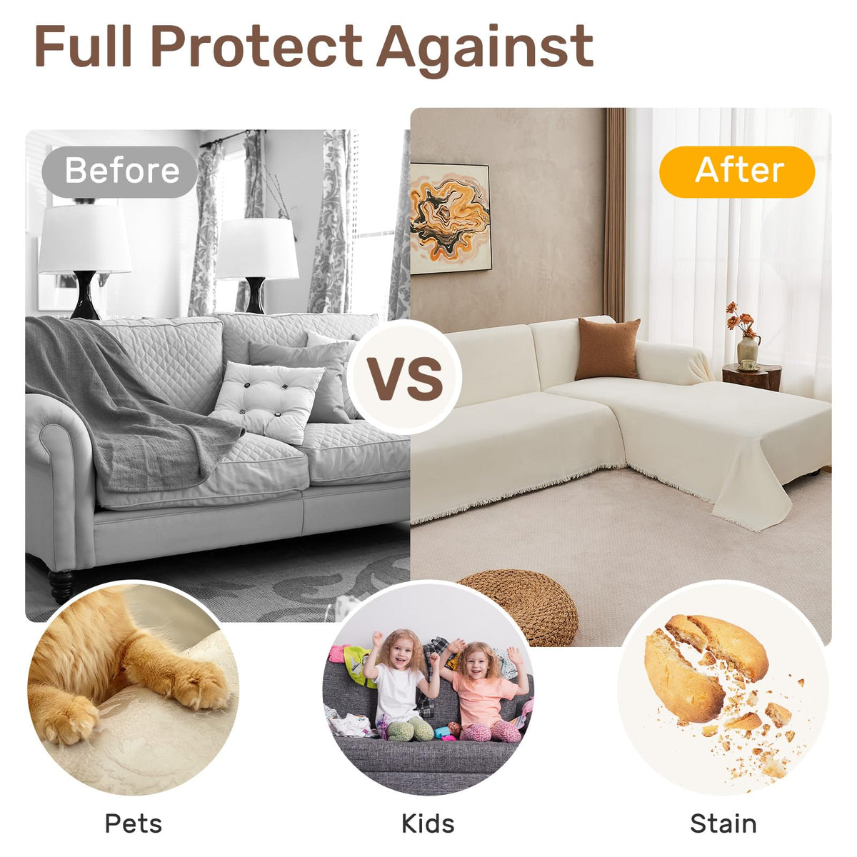 Houmiggle easy installation for quick, secure full coverage of the sectional