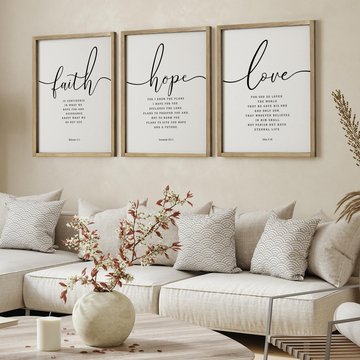 Houmury framed Bible verses wall art with a neutral palette ideal for bedrooms.