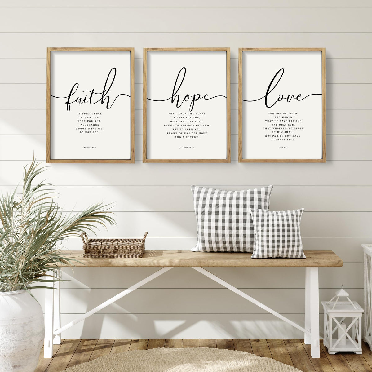 Houmury three-sign set adds a balanced focal point to living rooms.