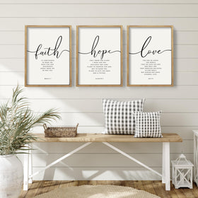 Houmury three-sign set adds a balanced focal point to living rooms.