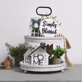 Houmury Wooden bead garland with tassel creates a cozy farmhouse accent.