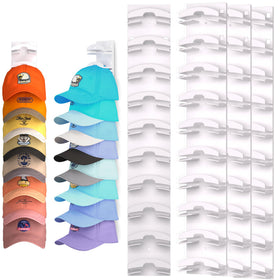 Houoisheck hat organizer wall mount close-up demonstrating secure adhesion for caps.