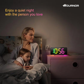 Hournor clock with USB-C and USB ports for charging devices overnight.