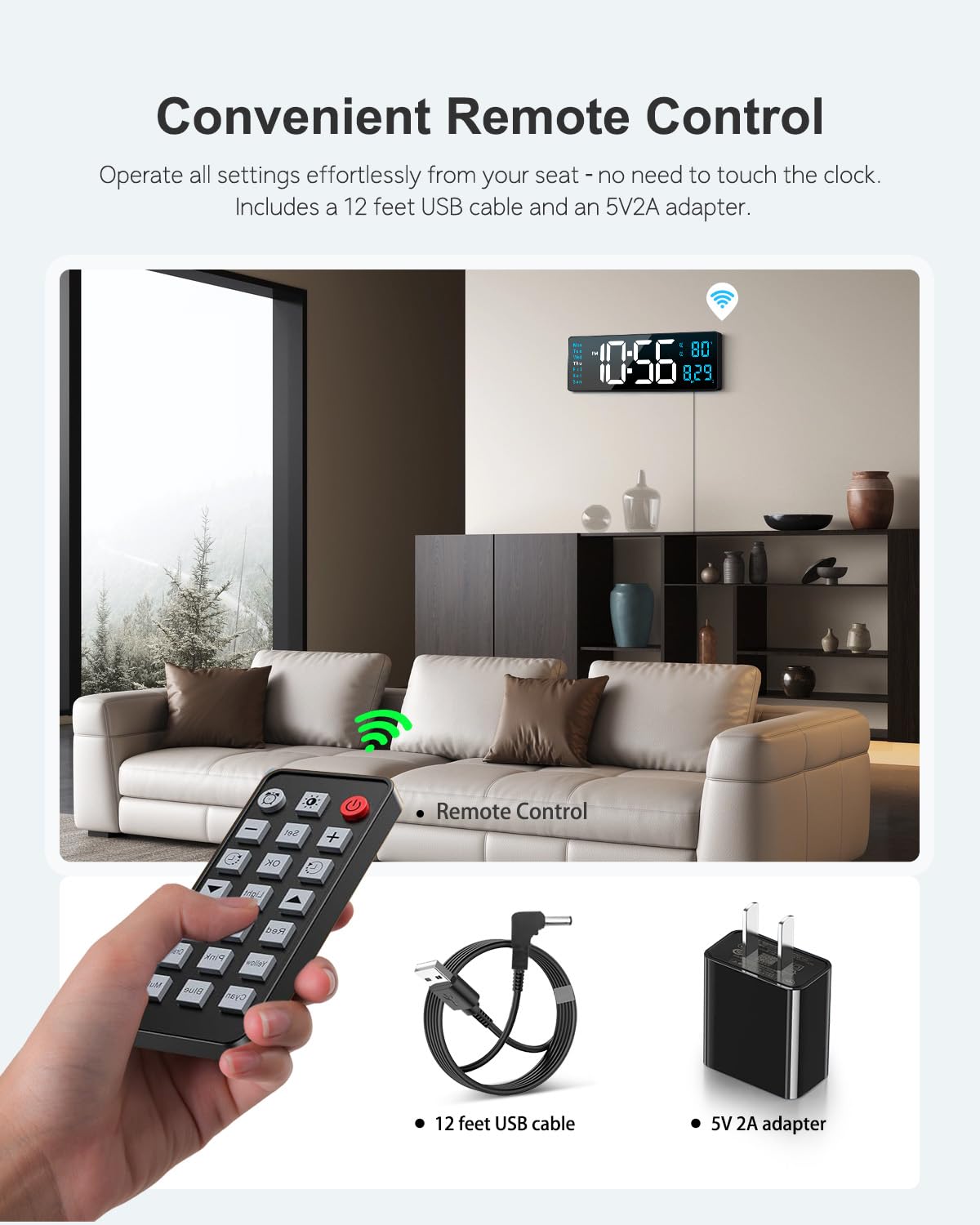 Hournor clock remote control enables hands-free operation from anywhere
