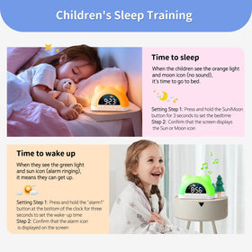 Hournor Kids Alarm Clock orange moon icon signals bedtime.