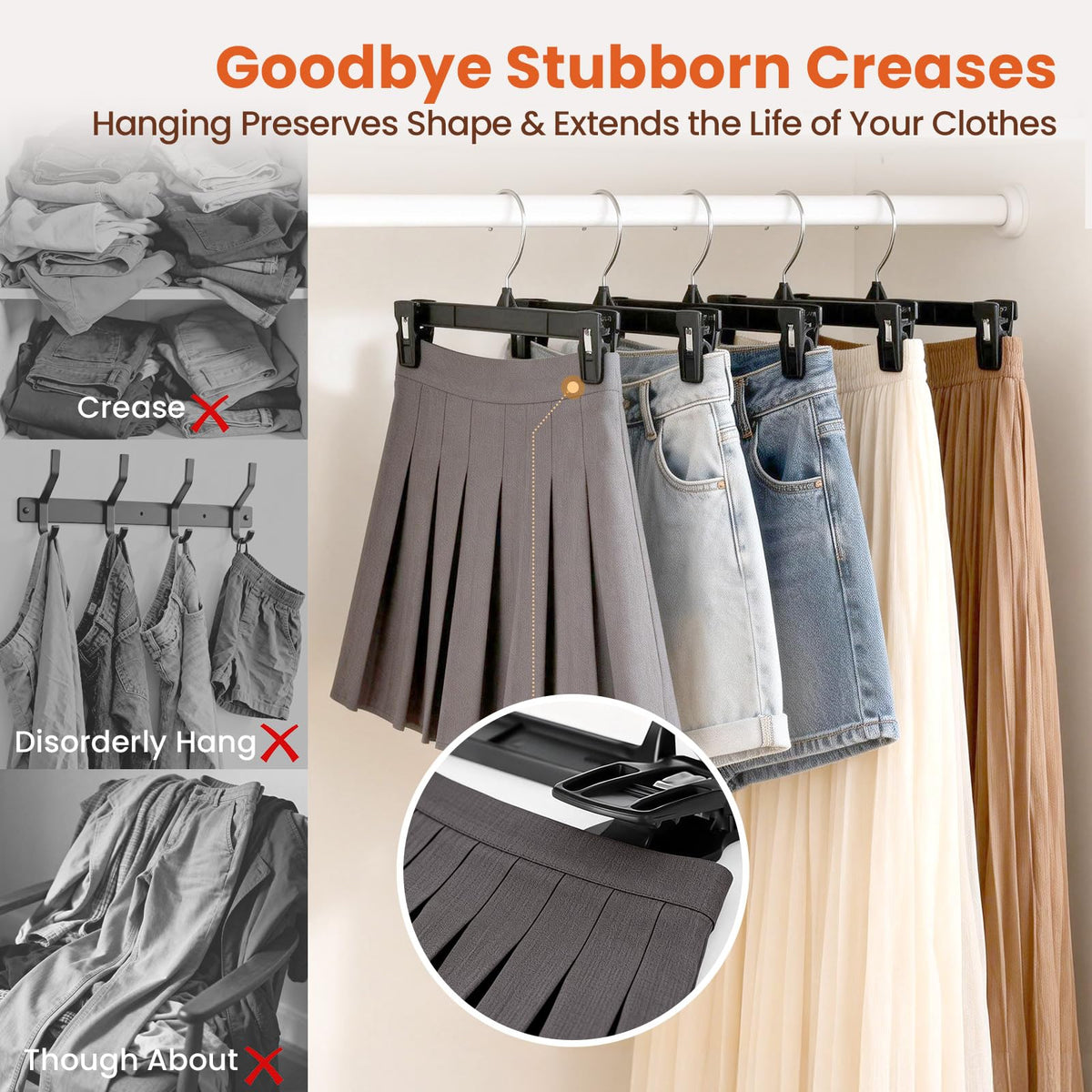 HOUSE DAY 10-inch hanger size fits most pants and skirts.