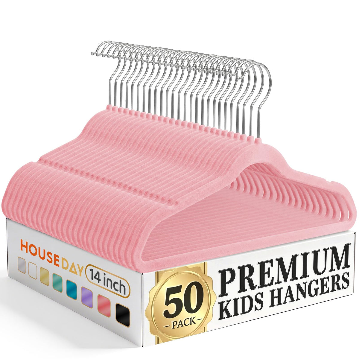 HOUSE DAY 14-inch kids velvet hanger closeup shows soft velvet grip and durability