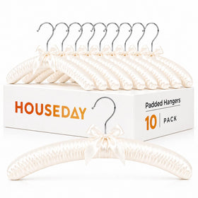 HOUSE DAY 17-inch beige satin padded hanger protecting delicate garments.