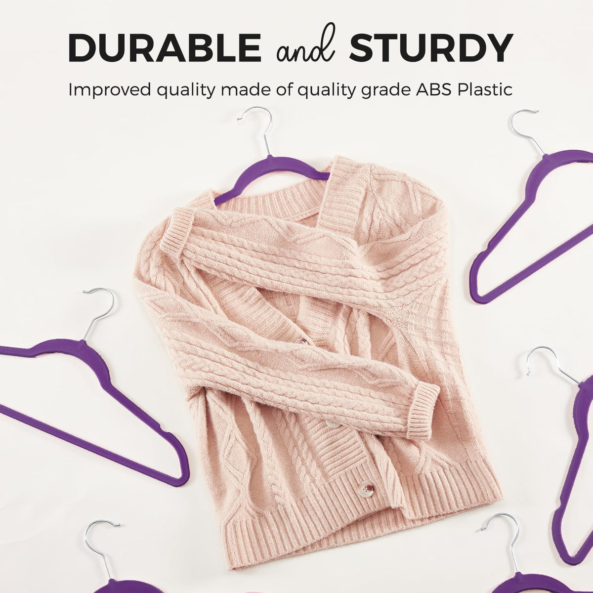House Day velvet hangers with a 360-degree hook for easy access.