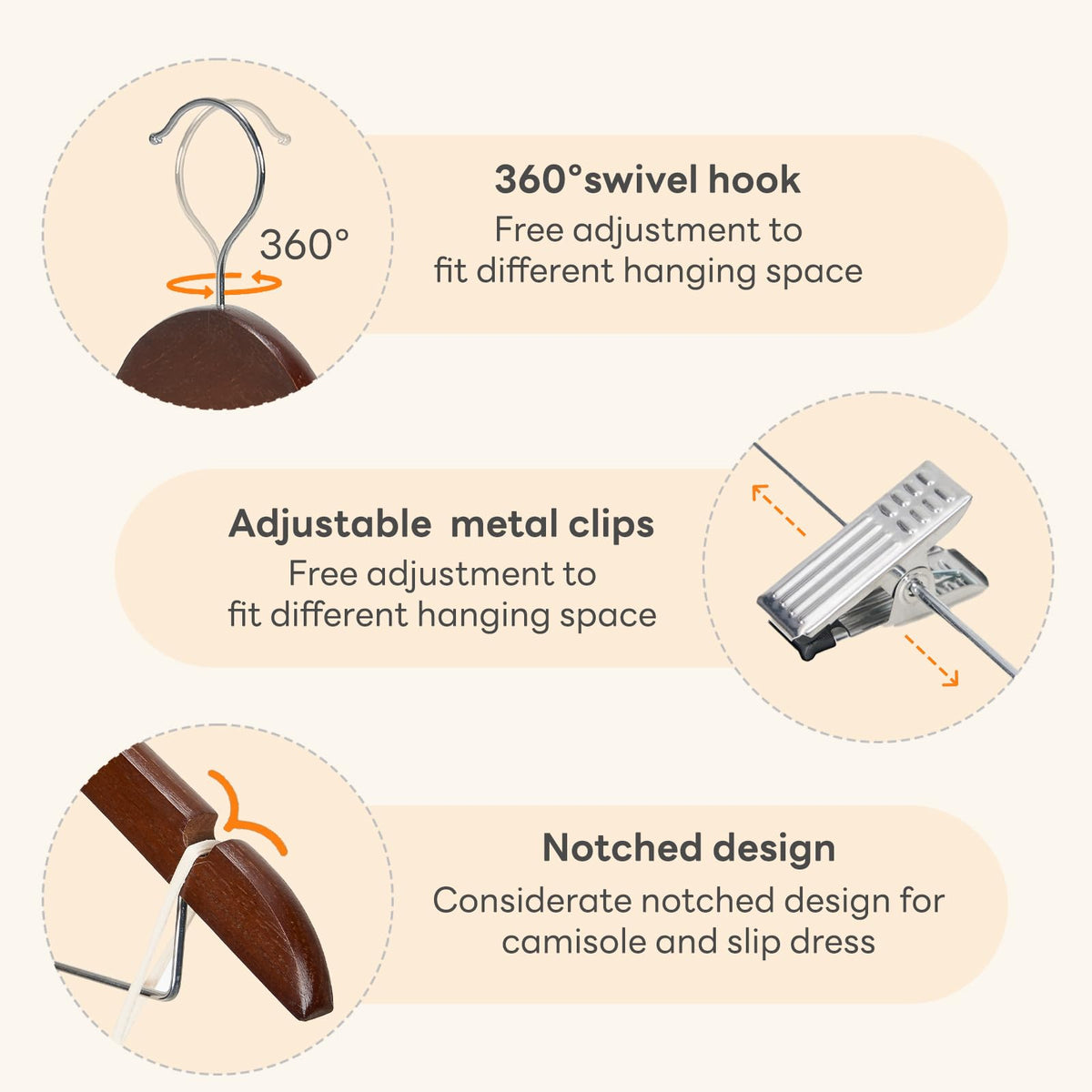 House Day 360-degree hooks allow easy access from any closet angle