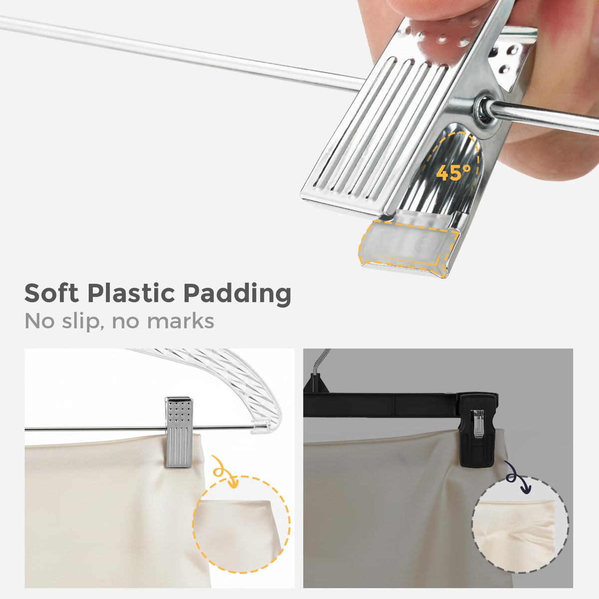 House Day 360-degree swivel hook for quick access in crowded closets.