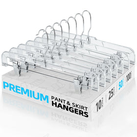 HOUSE DAY 50-pack 14-inch clear plastic pants hangers with clips for organized closets