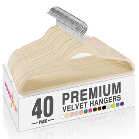 House Day beige velvet hangers 40-pack protect garments while saving closet space.