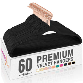 HOUSE DAY black velvet hanger 60-pack keeps tops secure and saves space