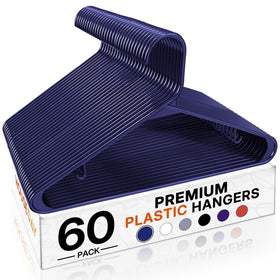 HOUSE DAY blue plastic hangers in a 60-pack for reliable closet organization