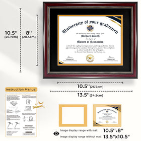 HOUSE DAY mahogany gold-bead diploma frame close-up emphasizes elegant decor.