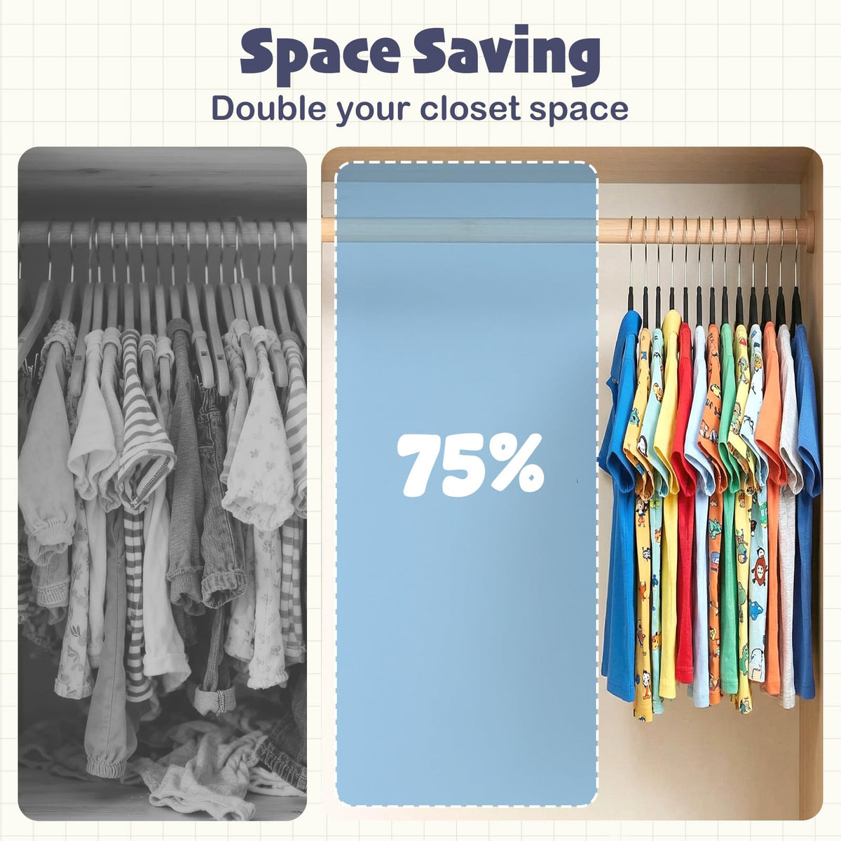 House Day durable hangers hold outfits from babies to small kids.