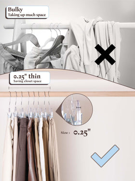 House Day durable clear plastic hangers, strong clips handle up to 7.7 lbs.