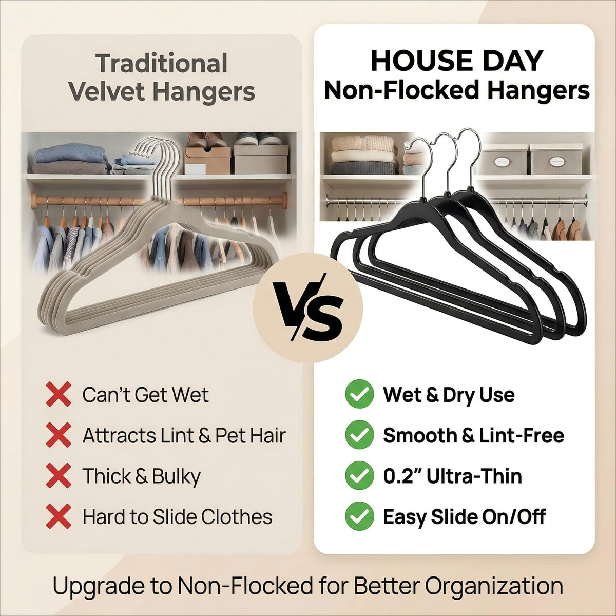 HOUSE DAY eco-friendly ABS plastic hangers made from recycled materials.