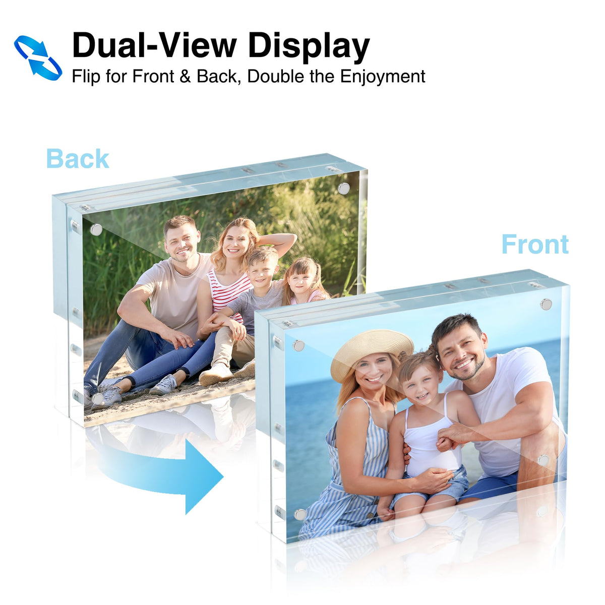 HOUSE DAY frameless free-standing frame provides stable desktop display.