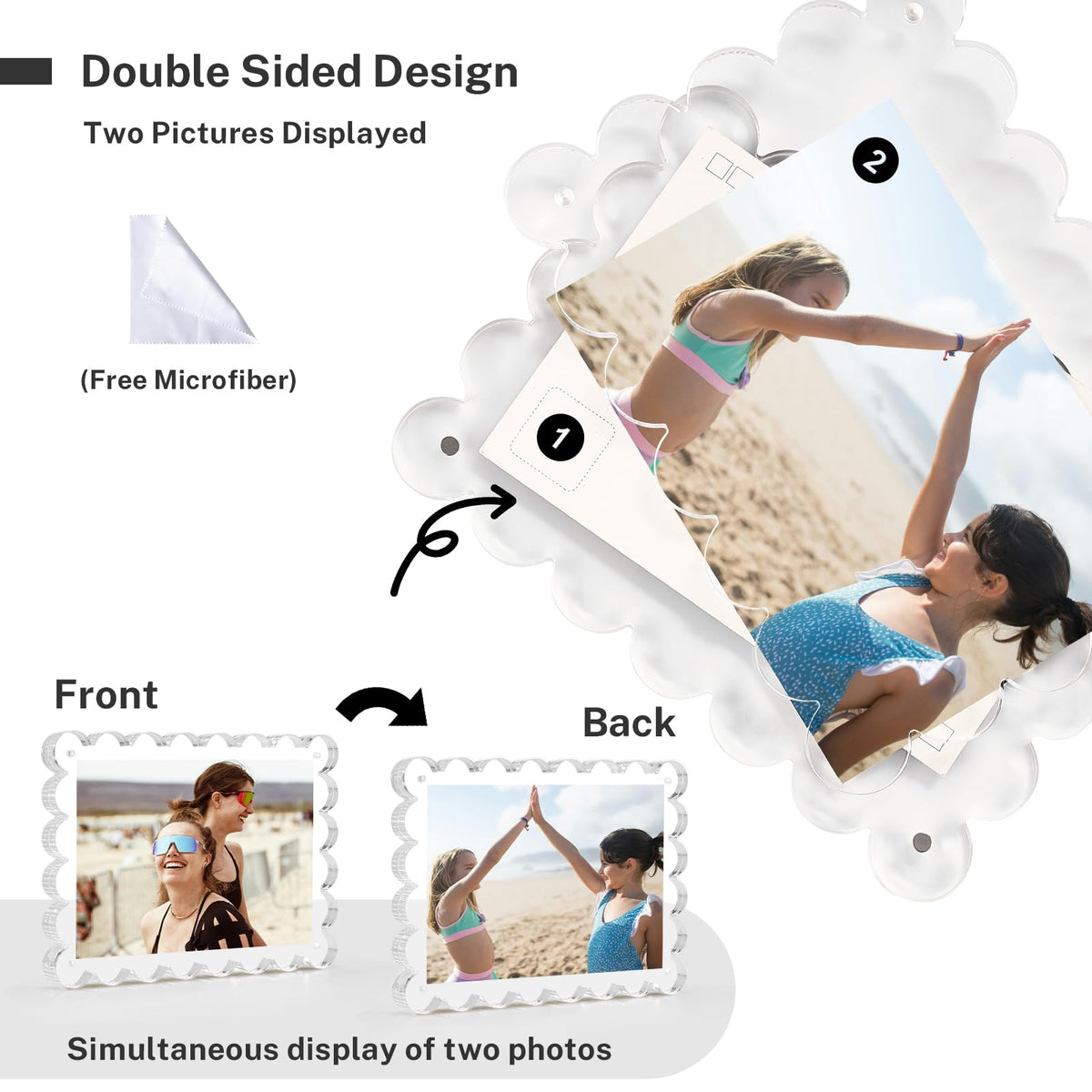 HOUSE DAY freestanding acrylic frame 5x7 provides stable desk display