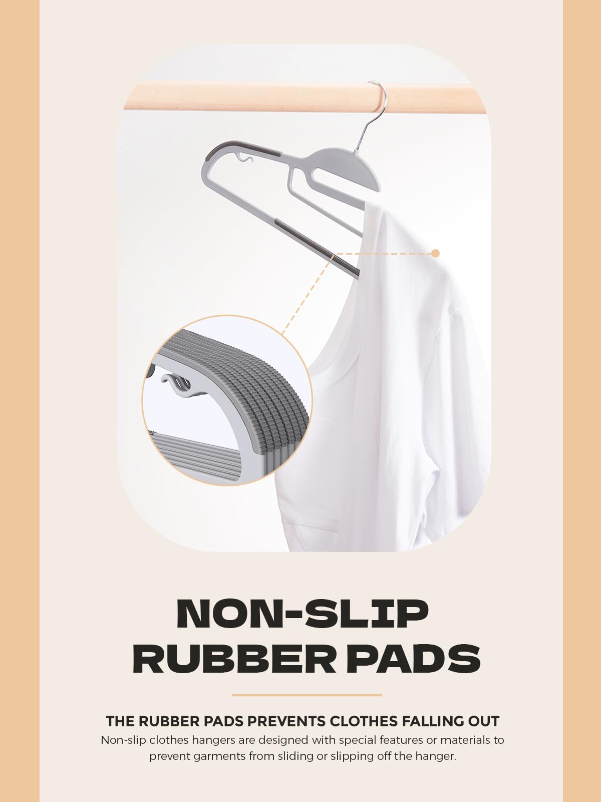 HOUSE DAY grey hangers with 360-degree swivel hook for versatile hanging angles.