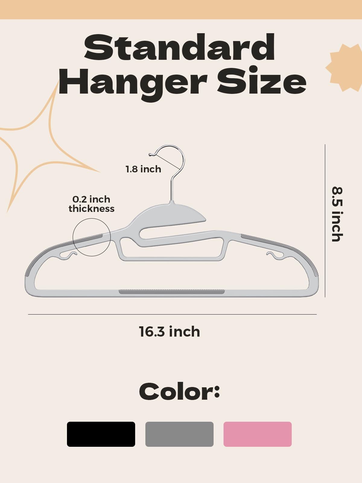 HOUSE DAY grey hangers designed for heavy coats and sweaters.
