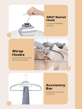 HOUSE DAY grey hangers thin profile for space efficiency.