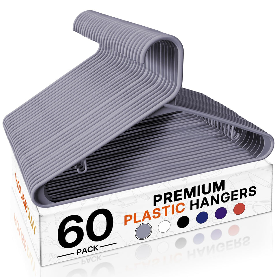 HOUSE DAY grey plastic hanger with dual hooks for versatile tops and pants