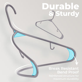 Quarter-inch thin profile HOUSE DAY hangers maximize closet capacity