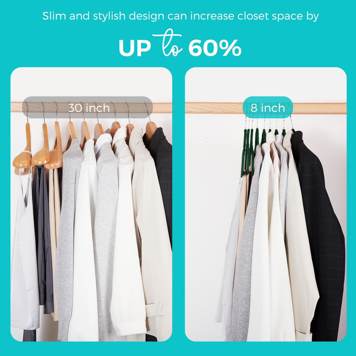 Hangers with shoulder grooves support thin-strap items.