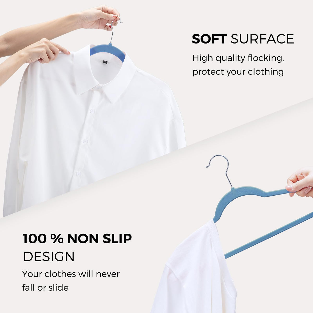Durable ABS construction supports jackets up to 11 lbs.