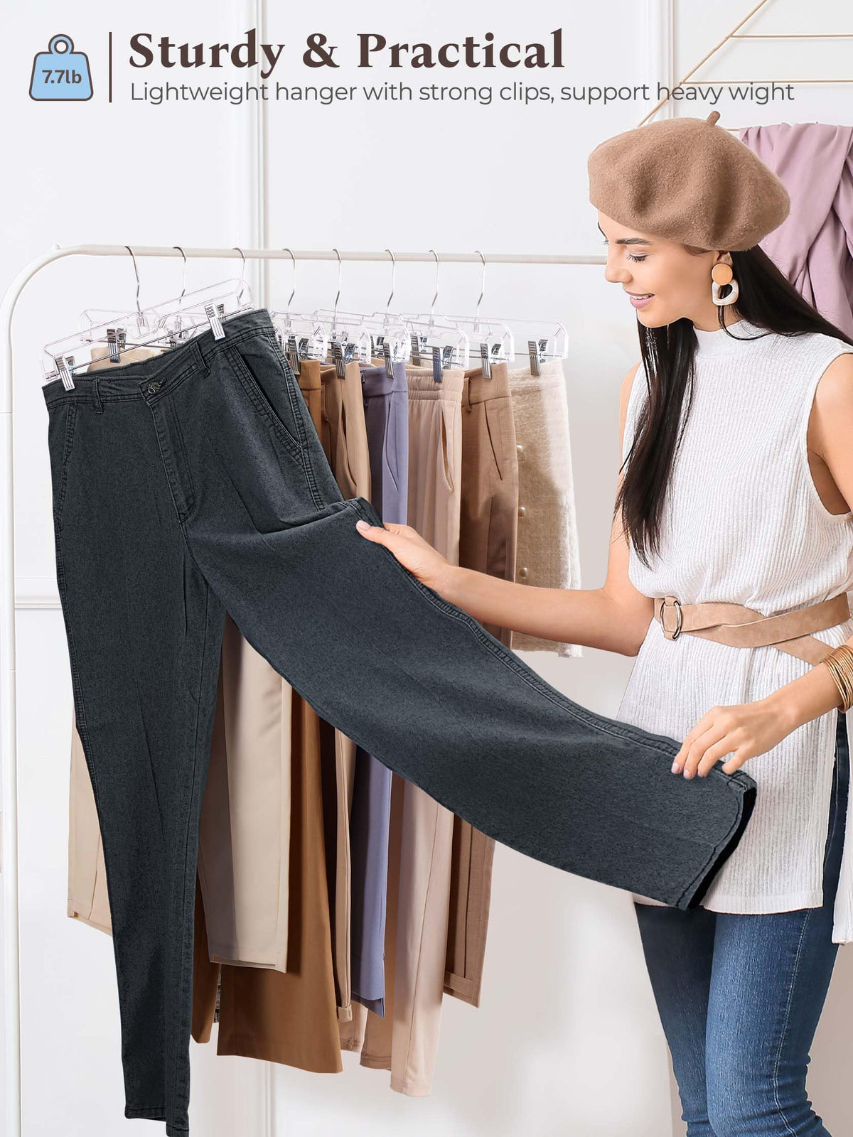 HOUSE DAY heavy-duty clip hangers support up to 7.7 lbs per clip