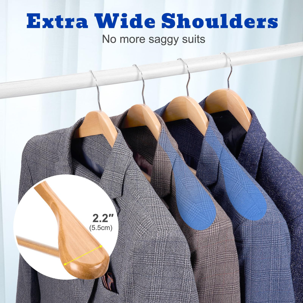 HOUSE DAY reinforced cross bar supports heavier garments like suits.