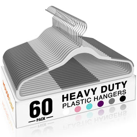 House Day heavy-duty plastic hangers provide sturdy garment support for organized closets.
