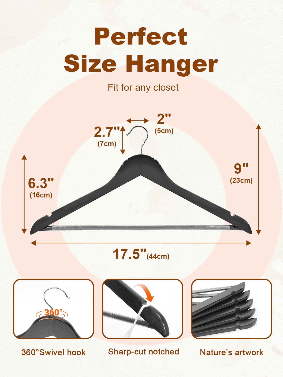 HOUSE DAY heavy-duty wooden hangers support a full wardrobe without bending.